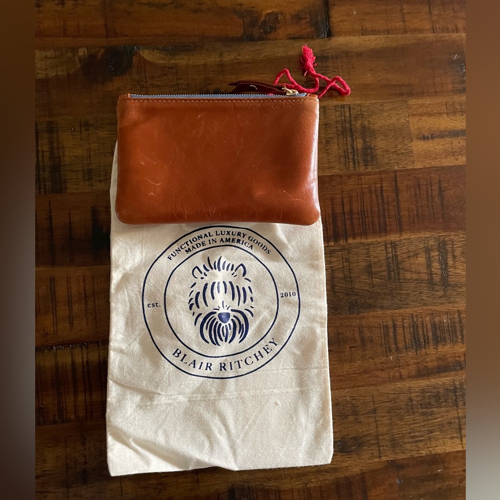 Blair Ritchey Leather Zip Wallet Chestnut Postal Blue